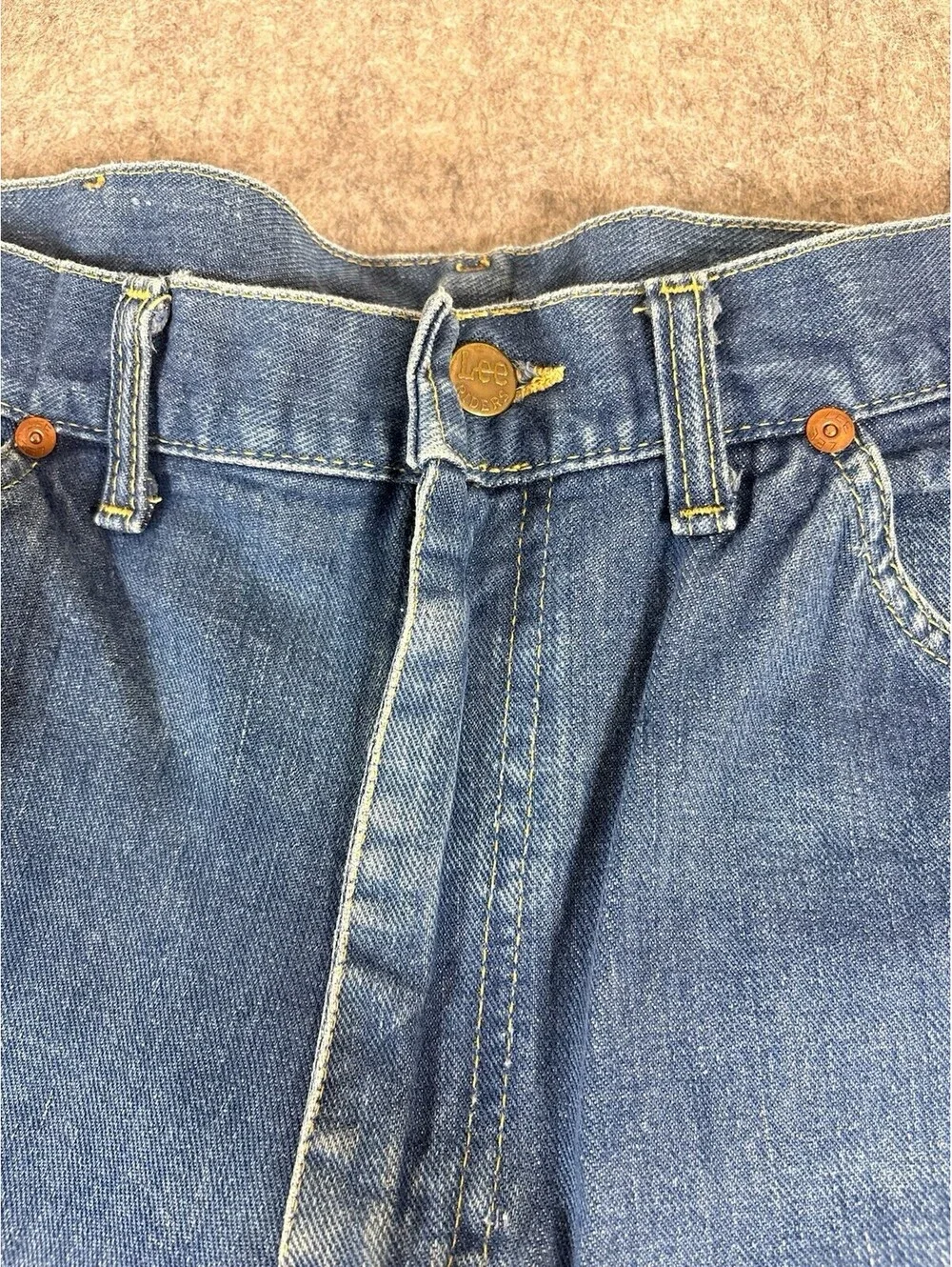 Vintage 70s Lee Riders Flare Jeans 36x28 Medium Wash USA Talon Zip Denim